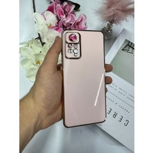 Enfein Xiaomi Redmi Note 11 4g ile Uyumlu Kılıf Gold Çerçeveli Lazer Kılıf Pembe