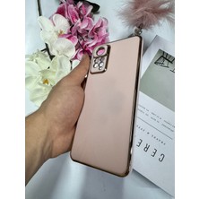 Enfein Xiaomi Redmi Note 11 4g ile Uyumlu Kılıf Gold Çerçeveli Lazer Kılıf Pembe