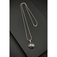 FRNCH 925 Ayar Gümüş Futbol Topu Figürlü Gümüş Renk Erkek Kolye FRJ30690-790-A