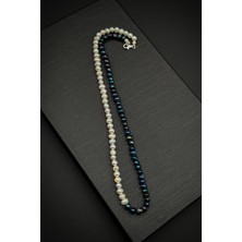 Frnch Inci Taşlı Lacivert-Beyaz Renk Erkek Kolye FRJ30707-807-AL