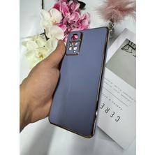 Enfein Xiaomi Redmi Note 11 4g ile Uyumlu Kılıf Gold Çerçeveli Lazer Kılıf Mavi