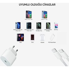 Daytona Apple 20W Uyumlu Adaptör ve Iphone 11-12-13-14 Pro Promax Uyumlu 1 MetreType-C To Lightning Şarj Seti