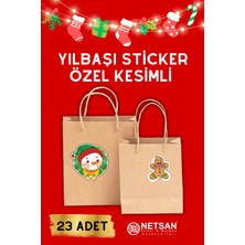 Netsan Etiket Yılbaşı Temalı Özel Kesim Hediye Paketi Için 23 Adet Sticker