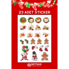 Netsan Etiket Yılbaşı Temalı Özel Kesim Hediye Paketi Için 23 Adet Sticker