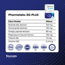 Pharmateks 3g-Plus Hafıza Güçlendirmeye Yardımcı Ginseng Içerikli 30 Kapsül