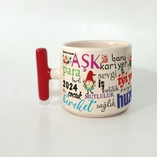 Mor Mürekkep Dilekler Baskılı Kırmızı Kulplu T Yılbaşı Kupası