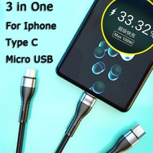 Betty Becky 6A 3 In 1 USB Veri Kablosu iPhone Için 100 W Hızlı Şarj Aleti Kablosu Android Için Tip C Xiaomi Huawei Samsung S20 Şarj Kablosu iPad Için (Yurt Dışından)