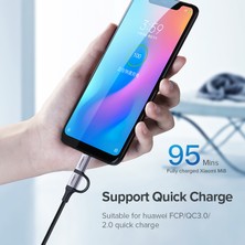 Betty Becky Ugreen USB Tip C Mikro USB Kablosu 1 M Samsung Galaxy S10 S9 Huawei Y9 Hızlı Şarj 2 In 1 Veri Kablosu Cep Telefonu USB Şarj Kablosu (Yurt Dışından)