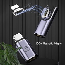 Betty Becky Tip-C Manyetik Adaptör USB 4.0 C Erkek Tip-C Dişi Dönüştürücü Kablo Manyetik Dirsek 40GB Konnektör (Yurt Dışından)