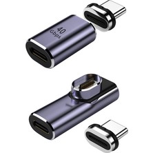 Betty Becky Tip-C Manyetik Adaptör USB 4.0 C Erkek Tip-C Dişi Dönüştürücü Kablo Manyetik Dirsek 40GB Konnektör (Yurt Dışından)