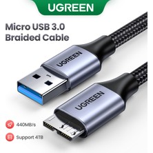 Betty Becky Ugreen Mikro USB 3.0 Kablosu, USB 3.0 A - Mikro B Kablosu Naylon Örgülü Harici Sabit Sürücü Kablosu, Samsung Galaxy S5, Note 3/pro 12.2, Western Digital, Toshiba (Yurt Dışından)