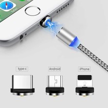 Betty Becky M Manyetik Şarj Kablosu Mikro USB Tip C LED Aydınlatma IPhone Mıknatıs Şarj Cihazı Microusb Şarj Kablosu Kablosu (Yurt Dışından)