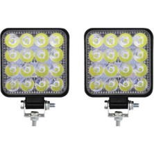 2 Adet 16 LED Kare Off Road Iş Makinası Çalışma Lambası Sis Farı