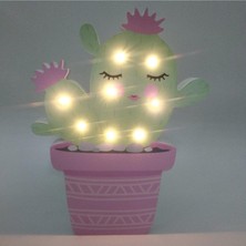 Piraye Gift Kaktüs Tasarımlı Ahşap Gce Lambasıı