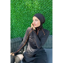 Remsa Mayo Remsa Likralı Tam Kapalı Yüzücü Mayo R043 Turuncu Siyah