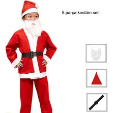 Pandoli 7-9 Yaş Çocuklar Için Elyaf Yılbaşı Noel Baba Kostümü