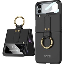 Kilifone - Galaxy Z Flip 3 - Kılıf Yüzüklü Sert Flip Ring Kıpta Kapak