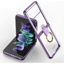 Kilifone - Galaxy Z Flip 3 - Kılıf Yüzüklü Metal Görünümlü Ince Yüzüklü Kıpta Kapak