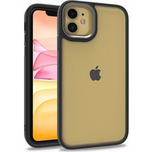 noktaks - Apple iPhone 11 - Kılıf Arkası Şeffaf Kamera Çevresi Parlak Zıt Renkli Flora Kapak - Siyah