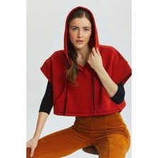 Clandestino Kapüşonlu Pamuklu Crop Sweatshirt Turuncu