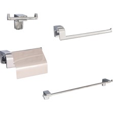 Decordem Banora Ikon 4'lü Premium Lux Banyo Seti Lux, Pirinç Paslanmaz, Krom