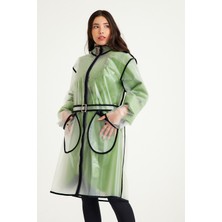 Ent Ezgi Fermuarlı Model Transparan Kolay Yırtılmaz Özel Tpu Kumaş, Su Geçirmez Unisex Yağmurluk-Şeffaf