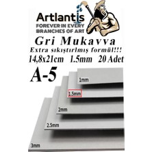 Artlantis A5 Mukavva Gri 1.5  mm  20 Adet 1 Paket 14 8 x 21  cm  A-5 Mukavva 1 5  mm  Kalınlığında A-5 Mukavva