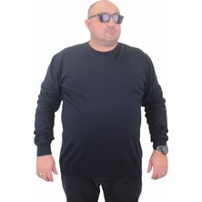 Moc Grande Mocgrande Erkek Büyük Beden Sıfır Yaka Basic Triko Kazak 23750 Lacıvert