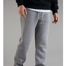 By Olis Erkek üç İplik Şardonlu Düz Paça Eşofman Alt Taş