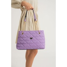 Nbi Bags Siyah Kapitone 3 Bölme Fermuar Kapama Zincir Askılı Astarlı El Kol ve Omuz Çantası