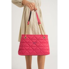 Nbi Bags Siyah Kapitone 3 Bölme Fermuar Kapama Zincir Askılı Astarlı El Kol ve Omuz Çantası