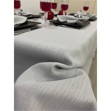 Zeren Home Simli Polyester Keten Dertsiz Masa Örtüsü Gri + 6 Peçete
