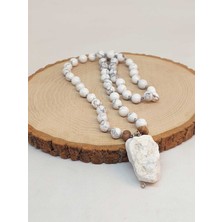 Yaşam Tohumu Havlit Taşı Düğümlü Unisex Tasarım Kolye 8mm (45045)