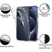 CepStok Apple Apple iPhone 15 Pro Kılıf Şeffaf Ince Yumuşak Kaymaz Esnek Silikon