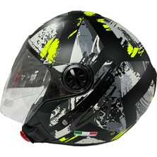 Sway 715 Poıson Black Grey Yellow Yarım Kask