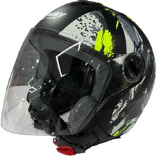 Sway 715 Poıson Black Grey Yellow Yarım Kask