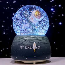 Keyfim Shop Astronot Temalı Büyük Boy Püskürtmeli Müzikli Işıklı Kar Küresi