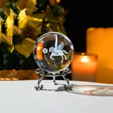 Keyfim Shop Dekoratif Metal Ayaklı Pegasus Tasarımlı 3D Cam Küre