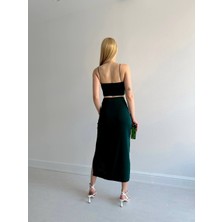 Mataia Atelier Askılı Crop Yırtmaçlı Midi Etek