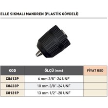 Fett 10 mm 3/8"-24 Unf Harvest Plastik Gövdeli Elle Sıkmalı Mandren