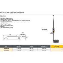 Fett 0-600 mm Asimeto Tek Kolon Dijital Yükseklik Mihengiri AS-625240