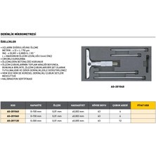 Fett 0-150 mm Asimeto Derinlik Mikrometresi AS-201060