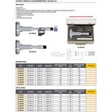 Fett 250-275 mm Asimeto Mekanik 3 Nokta Temaslı İç Çap Mikrometresi AS-209400