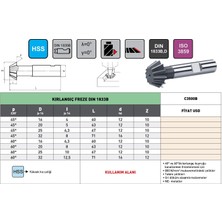 Fett 16MM - 45° Pld C3500B DIN1833B Hss Kırlangıç Frezesi