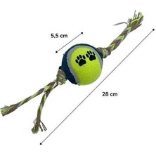 Petinka Petinka® Renkli Halat ve Tenis Toplu Yumaklı Köpek Çekiştirme Halat Oyuncağı