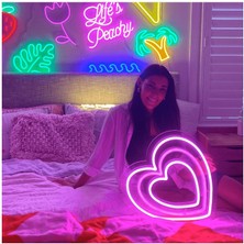 Sanec Kalp Neon Şekiller Işaret Neon LED Dekoratif Duvar Aydınlatması Neon Duvar Yazısı