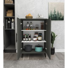 Enda Home Collection Enda Home 3 Raflı 2 Kapaklı Çok Amaçlı Dolap Çok Amaçlı Mutfak Dolabı Banyo Dolabı Antrasit