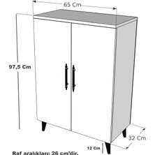 Enda Home Collection Enda Home 3 Raflı 2 Kapaklı Çok Amaçlı Dolap Çok Amaçlı Mutfak Dolabı Banyo Dolabı Antrasit