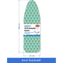 Magic Lady Ütü Masası Kılıfı Örtüsü Bezi, Turkuaz Uçan Balon Süngerli ve Keçeli, Yanmaz, Ayarlanabilir 48X138 cm