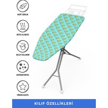 Magic Lady Ütü Masası Kılıfı Örtüsü Bezi, Turkuaz Uçan Balon Süngerli ve Keçeli, Yanmaz, Ayarlanabilir 48X138 cm